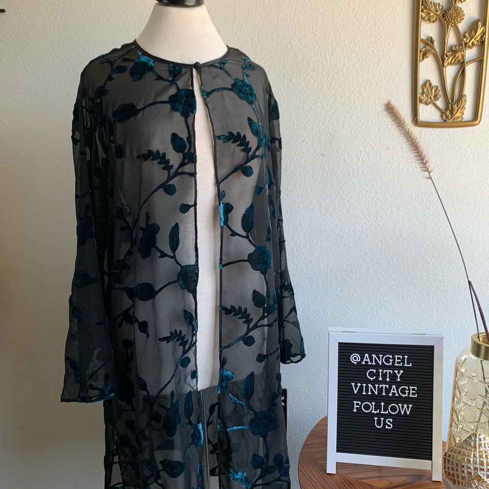 Vintage Sheer Floral Velvet Black Cover Lingerie